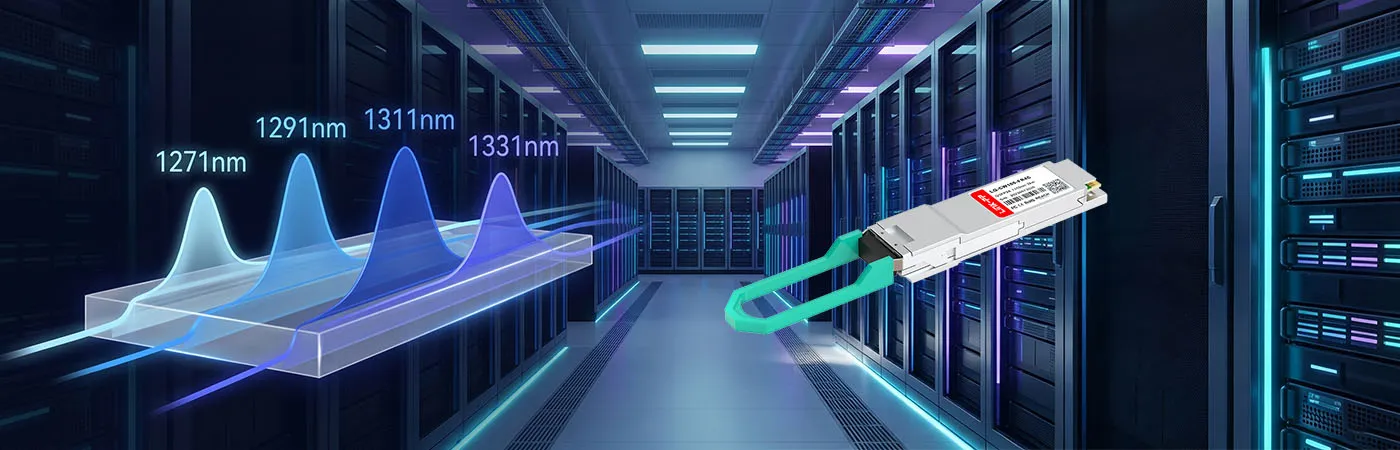100G-QSFP28-CWDM4-2KM Modul mit 1271 nm, 1291 nm, 1311 nm, 1331 nm Wellenlänge