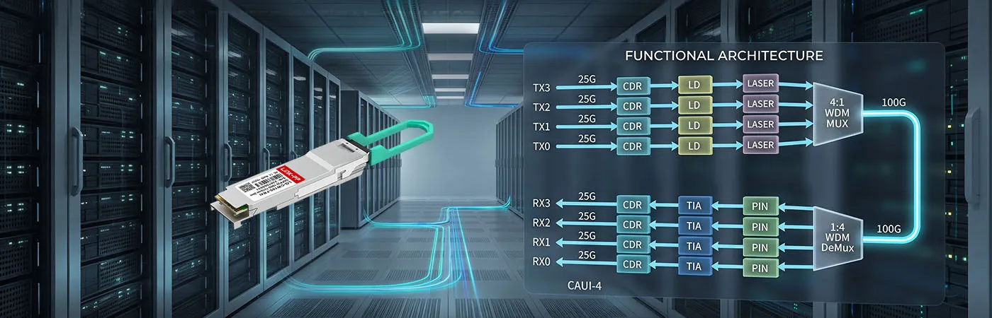 QSFP-CWDM4-100G-I Module with CWDM4 Technology for Fiber Efficiency