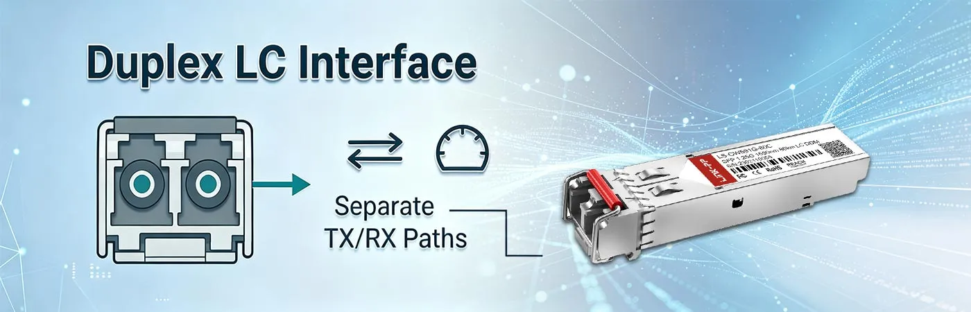 Modulo SFP-1G-CZ-1590 con interfaccia LC duplex.