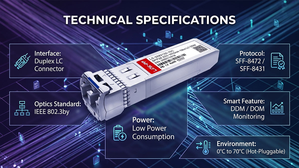 Fortinet FG-TRAN-SFP28-LR Technical Specifications