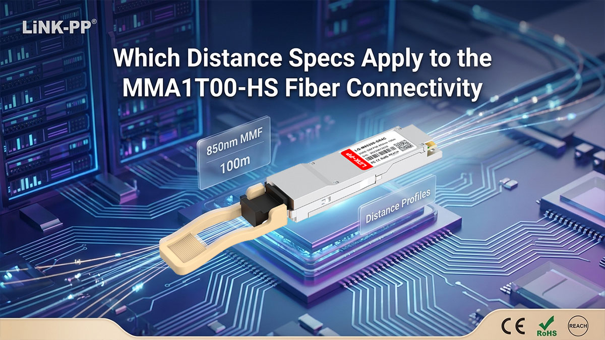 Which Distance Specs Apply to the MMA1T00-HS Fiber Connectivity