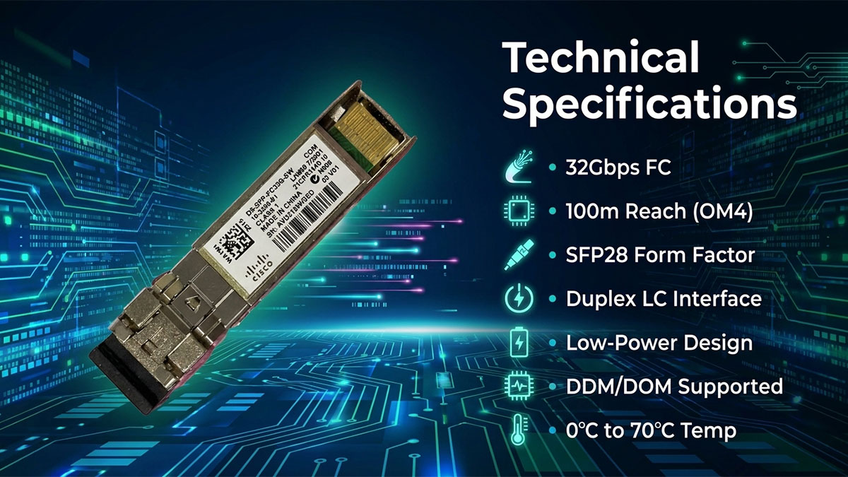 Cisco DS-SFP-FC32G-SW Datasheet Technical Specifications