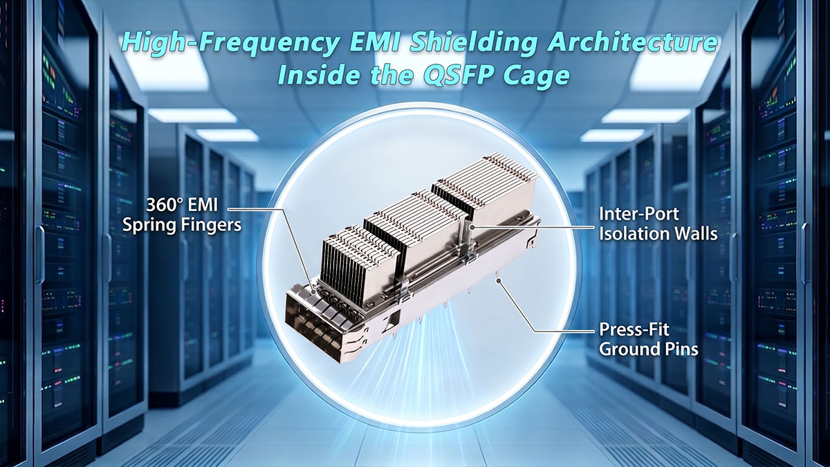High-Frequency EMI Shielding Architecture Inside the QSFP Cage