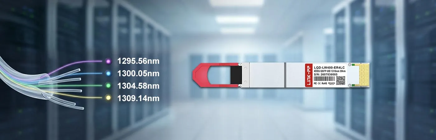 QDD-ER4L-400G Module with 1295.56nm, 1300.05nm, 1304.58nm, 1309.14nm Wavelength