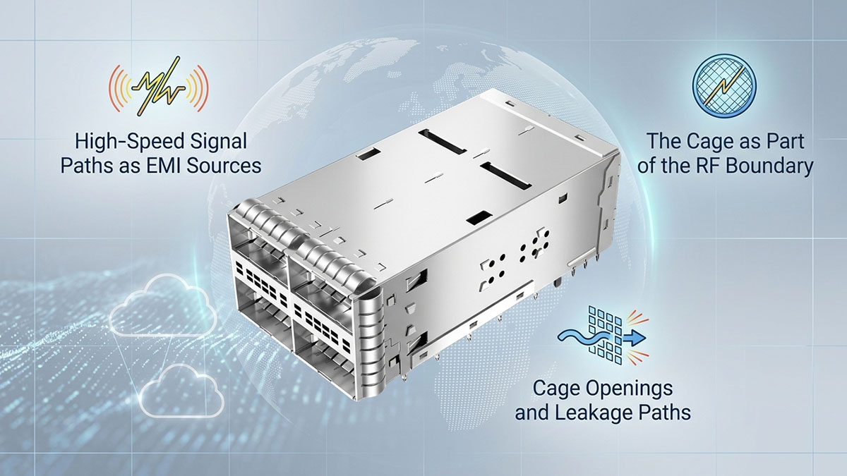 How Does a Passive Cage Influence EMI at 800G?