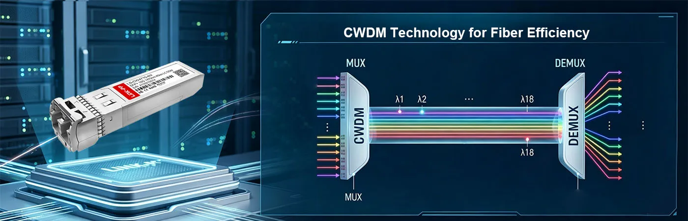 Módulo XBR-SFP10G1470-40-I con tecnología CWDM para una mayor eficiencia de la fibra.