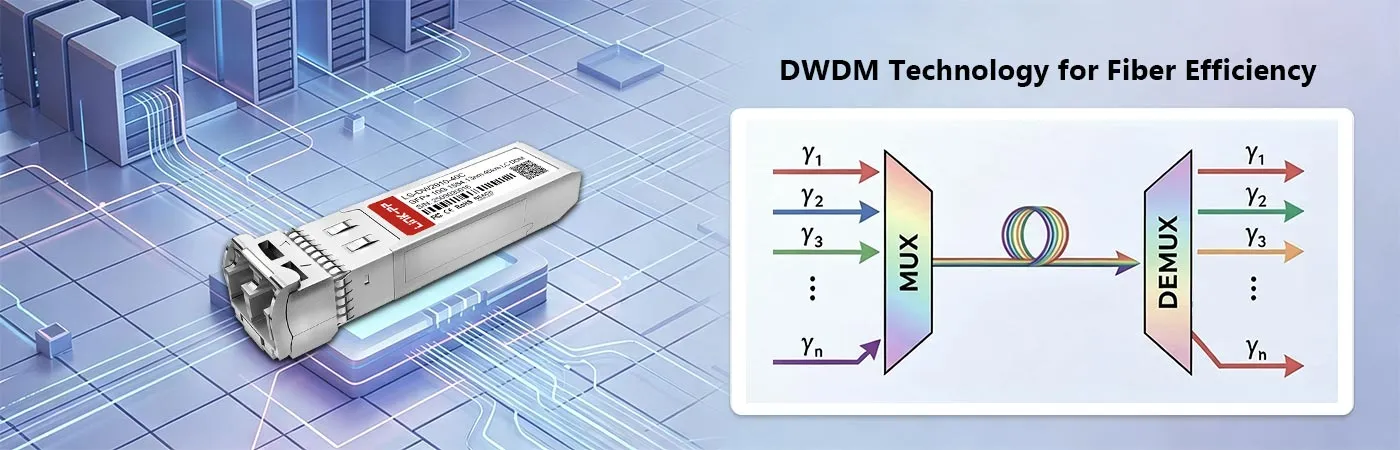 LS-DW2910-40C 모듈은 광섬유 효율을 높이기 위한 DWDM 기술을 탑재하고 있습니다.
