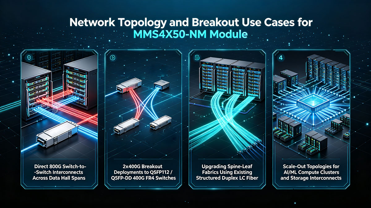 Network Topology and Breakout Use Cases for MMS4X50-NM Module