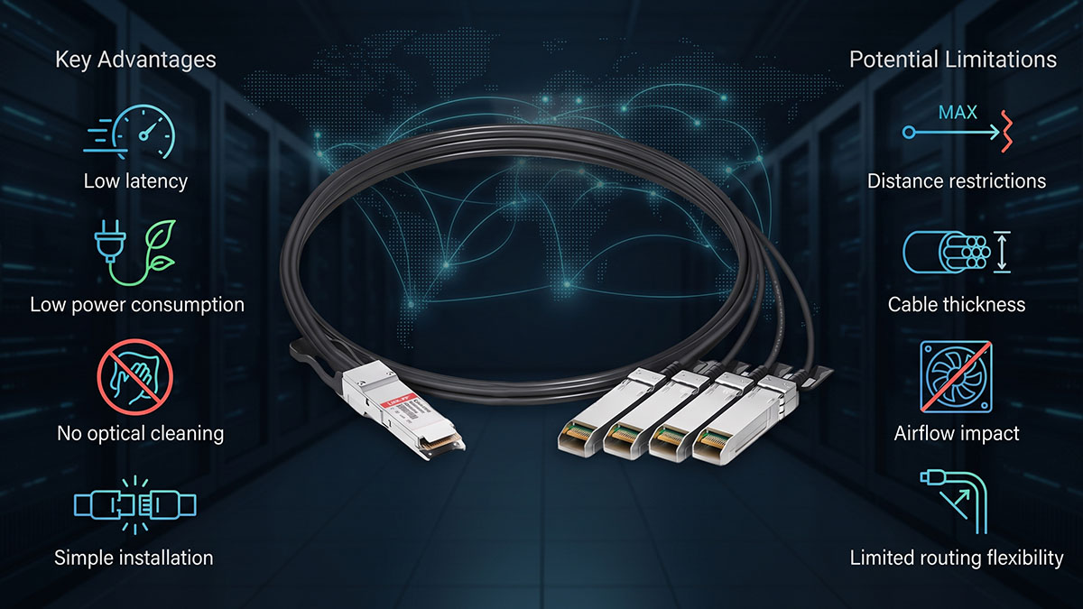Advantages and Limitations of QSFP-4SFP25G-CU3M