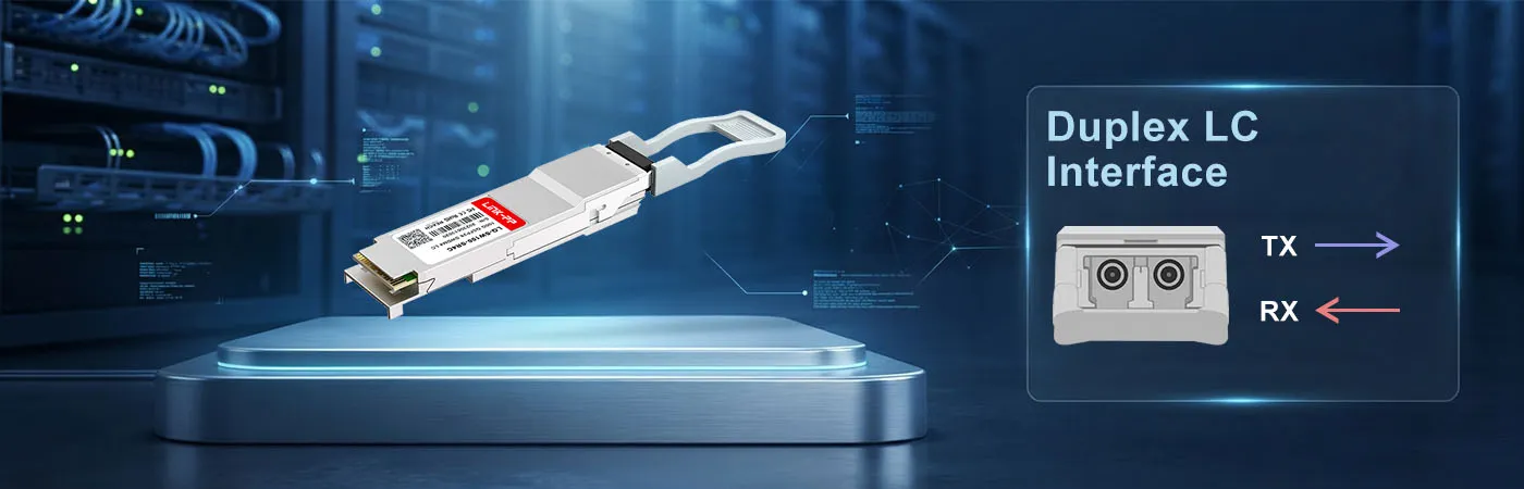 โมดูล FN-TRAN-QSFP28-BiDi พร้อมอินเทอร์เฟซ LC แบบ Duplex