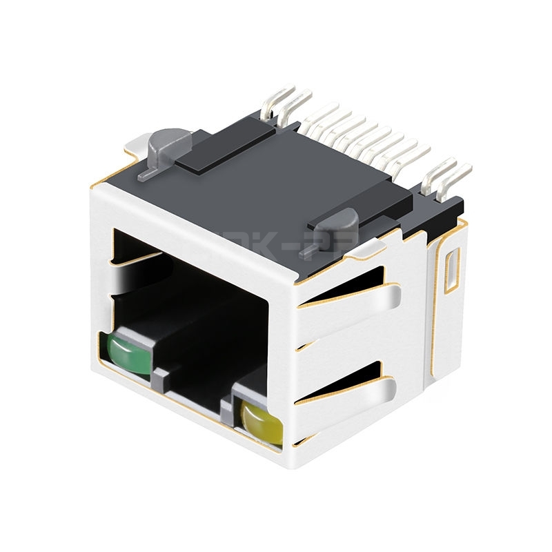 LPJES101XNGNL Tab Up Yellow/Green Led 1X1 Port Right Angle Conector RJ45 Modular Jack