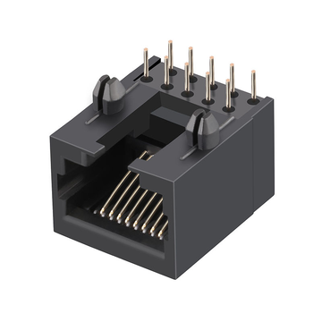 Υποδοχή Ethernet RJ45 LPJE180XNNL χωρίς ενσωματωμένα μαγνητικά στοιχεία, θύρα 1X1 με γλωττίδα προς τα κάτω, χωρίς εικόνα LED 2