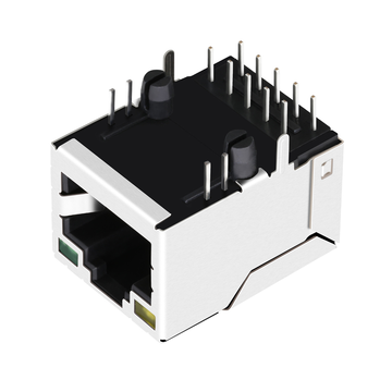 LPJM16438BDNL موصل RJ45 بزاوية قائمة 2.5G Base-T مع مؤشر LED أصفر/أخضر 3