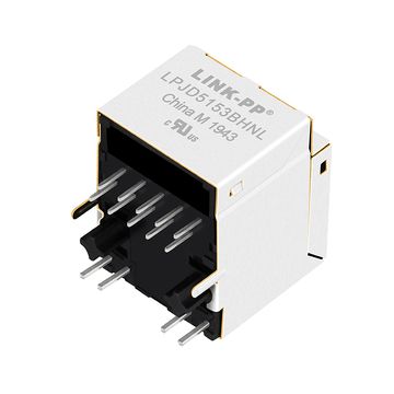 LPJD5153BHNL Вертикальный RJ45 Mag Jack 10/100 Base-T с PoE, зелёный/жёлтый светодиод (изображение 5)