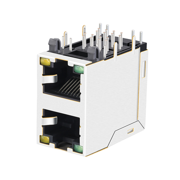 LPJE106XBHNL 2x1 port jack rj45 tanpa magnet terintegrasi, LED hijau kuning, gambar 3