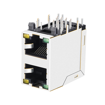 Connettore femmina RJ45 LPJE106XBHNL senza magneti integrati, 2 porte, LED verde/giallo, immagine 3
