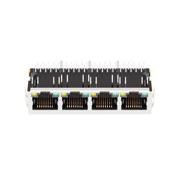 LPJ46204AENL Connettore magnetico RJ45 integrato a 1x4 porte, 10/100 Base-T, con linguetta verso il basso, LED verde/giallo, immagine 3