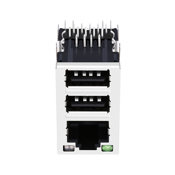 WE JW0-0006NL互換 LINK-PP LPJU5303B50NL 10/100 Base-T RJ45 マグネティックジャック、デュアルUSBタブ付き、グリーン/グリーン＆イエローLED（画像2）