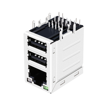 WE JW0-0006NL互換 LINK-PP LPJU5303B50NL 10/100 Base-T RJ45 マグネティックジャック、デュアルUSBタブ付き、グリーン/グリーン＆イエローLED（画像3）