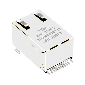 WE J3026G01DNLT互換 LINK-PP LPJ3026BBNL 10/100 Base-T グリーン/イエロー LED タブアップ SMT RJ45 コネクタ（LED ライト付き）画像 5