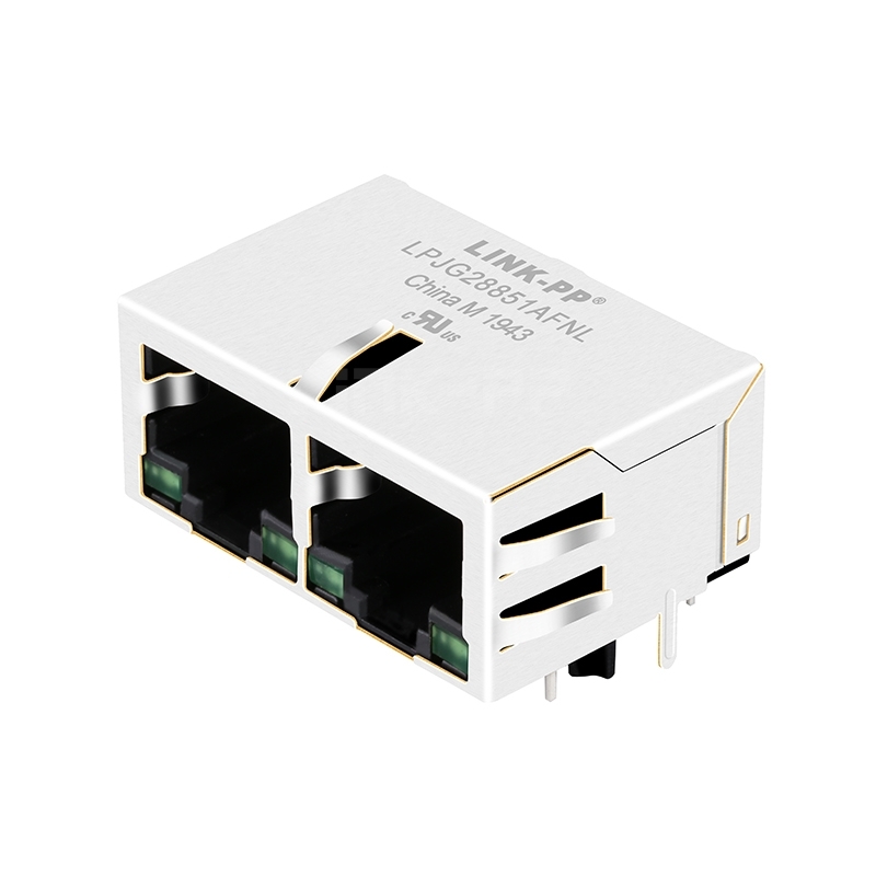 Pulse JG0-0023 Compatible LINK-PP LPJG28851AFNL 10/100/1000 Base-T Tab Up Green/Green LED 1x2 Port RJ45 FastJacks