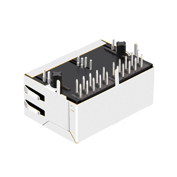 LPJG28851AFNL 10/100/1000 Base-T Tab Up Πράσινο/Πράσινο LED 1x2 Θύρες RJ45 Ενσωματωμένες μαγνητικές υποδοχές εικόνα 4