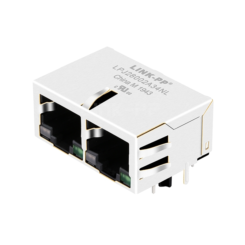 Pulse JG0-0031NL Compatible LINK-PP LPJ28002A34NL 10/100 Base-T Tab Up Green/Green LED 1x2 Port RJ45 FastJacks