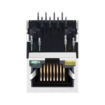 Pulse J0026D01F Compatibel LINK-PP LPJ0026BMNL 10/100 Base-T RJ45 Mag Jack 1x1 Port Tab Down Yellow/Green Led image 2