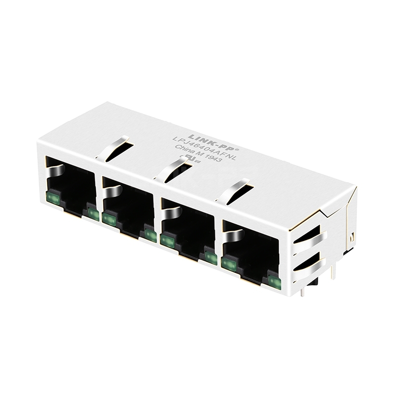 Pulse JX80-0022NL Compatible LINK-PP LPJ46404AFNL 10/100 Base-T Tab Down Green/Green LED 1x4 Port RJ45 Modular