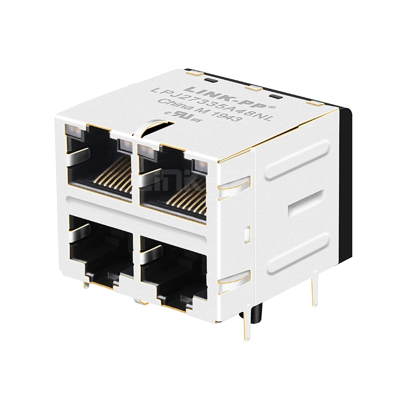 LPJ27335A48NL 10/100  Base-T 8p8c Green&Orange/Green&Orange LED 2x2 Port RJ45 Female Connector