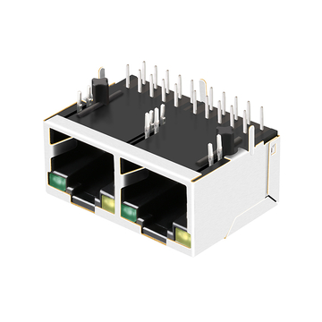 LPJG29864BANL-2 10 100 1000 base-t 1x2 port gigabit rj45 magjack tab up yellow green led image 2