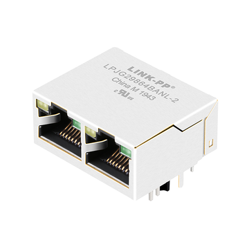 LPJG29864BANL-2 10 100 1000 base-t 1x2 port gigabit rj45 magjack tab up yellow green led