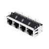 LPJG49854A31NL 10/100/1000 Base-T 1x4 포트 RJ45 네트워크 커넥터 탭 업 주황색&녹색/주황색&녹색 LED 썸 이미지 2