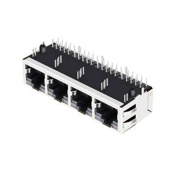 LPJG49854A31NL 10/100/1000 Base-T 1x4-портовый сетевой разъем RJ45, вкладка вверх, оранжевый и зеленый/оранжевый и зеленый светодиод, изображение 2