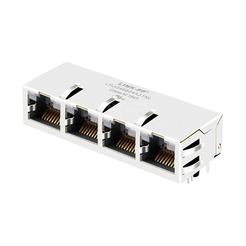 Pulse JXG0-0098NL Compatible LPJG49854A31NL 10/100/1000 Base-T 1x4 Port RJ45 Network Connectors Tab Up Orange&Green/Orange&Green LED