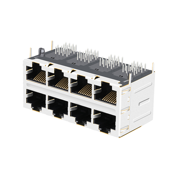 LPJ47212CNL 10/100 Base-T بدون مؤشر LED، موصل لوحة الدوائر المطبوعة RJ45 أنثى ثنائي المنافذ (صورة 2)