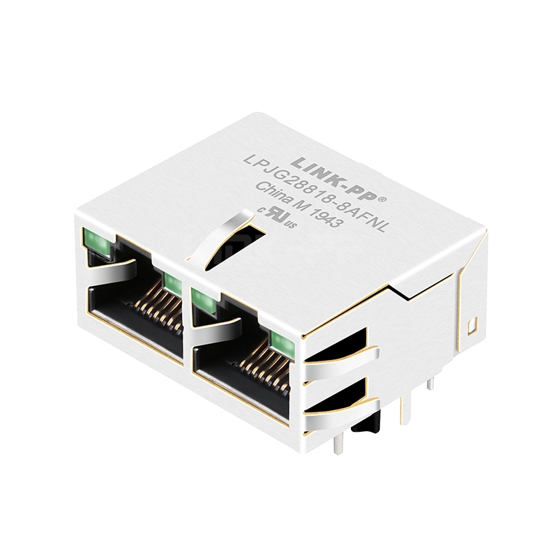 Belfuse 0875-1G2T-E3 Compatible LINK-PP LPJG28818-8AFNL 100/1000 Base-T Tab Up Green/Green Led 1x2 Port 10P8C Modular Connector RJ45