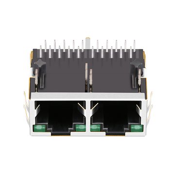 Compatible Belfuse 0875-1G2T-E3 LINK-PP LPJG28818-8AFNL 100/1000 Base-T, connecteur modulaire RJ45, languette vers le haut, LED verte/verte, 1 port x 2, 10P8C, image 2