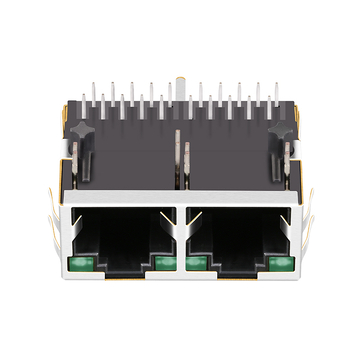 LPJG28818-8AFNL 1x2ポート RJ45モジュラーコネクタ 1000 Base-T タブアップ グリーン/グリーンLED 画像3