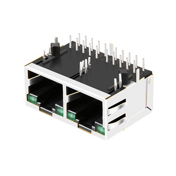 LPJG28818-8AFNL 1x2ポート RJ45モジュラーコネクタ 1000 Base-T タブアップ グリーン/グリーンLED 画像4