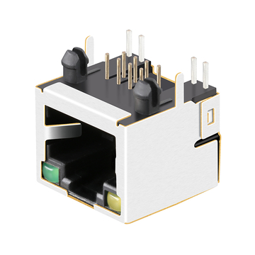 Pulse E5J88-11LJ24-L互換LPJE101BGNL 1X1ポートRJ45ジャック（内蔵マグネットなし、タブアップ、黄色/緑色LED画像5）