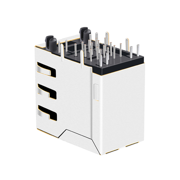 Green/Yellow&Green LED 2X1 Port RJ45 Female Connectors without Integrated Magnetics