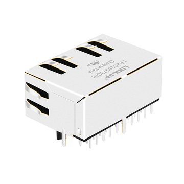 LPJG26973CNL 100/1000 Base-T 1X2-poorts Gigabit RJ45 Magjack-connector met lipje omlaag, zonder LED (afbeelding 5)