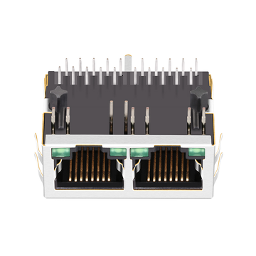 LPJG26973AFNL 100/1000 Base-T 1X2 Port Tab Down Green/Green Led RJ45 Connector Magjack image 2