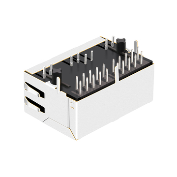 LPJG26973AFNL 100/1000 Base-T 1X2 Port Tab Down Green/Green Led RJ45 Connector Magjack image 4