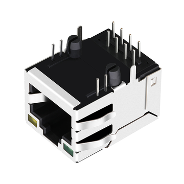 LPJ16183A28NL Connettore Ethernet RJ45 femmina 10/100 Base-T con linguetta verso l'alto e LED verde/giallo, 1x1 porta, immagine 3