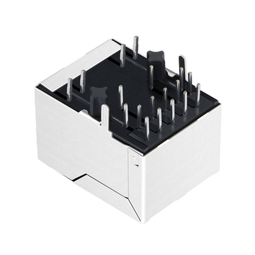 RJ45 PoE+ Gigabit Magjack Single Port 1000 Base-T Tab Down Green