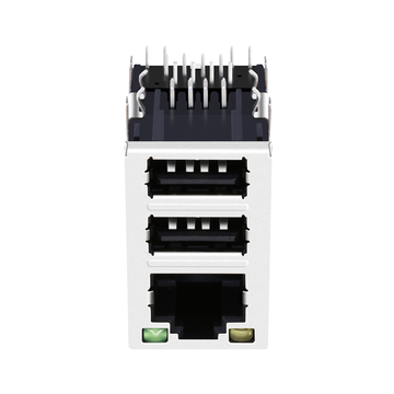 Совместимость с RM90D-AR-LED LINK-PP LPJE302BGNL RJ45 Jack With Dual USB Without Magnetics Tab Up Yellow/Green LED image 2