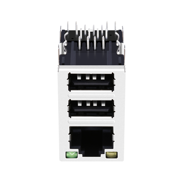 Совместимость с РУ1-141А000А LINK-PP Разъем RJ45 LPJE302BGNL с двумя портами USB, без магнитов, с желто-зеленым светодиодом (изображение 2).
