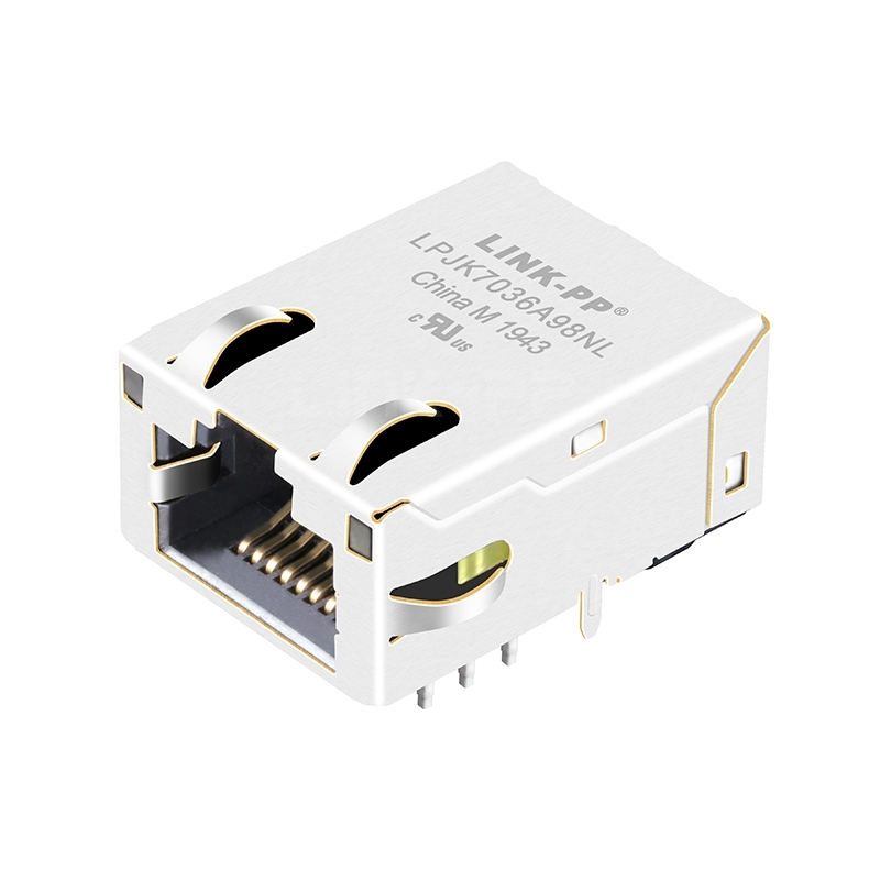 LPJK7036A98NL 1G Base-T RJ45 Low Profile Connector With Magnetics Tab Up Orange&Green/Yellow LED